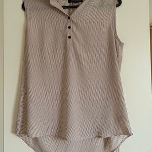 Sleeveless Polka Dot Women's Top - Blush Pink/Cream and Black